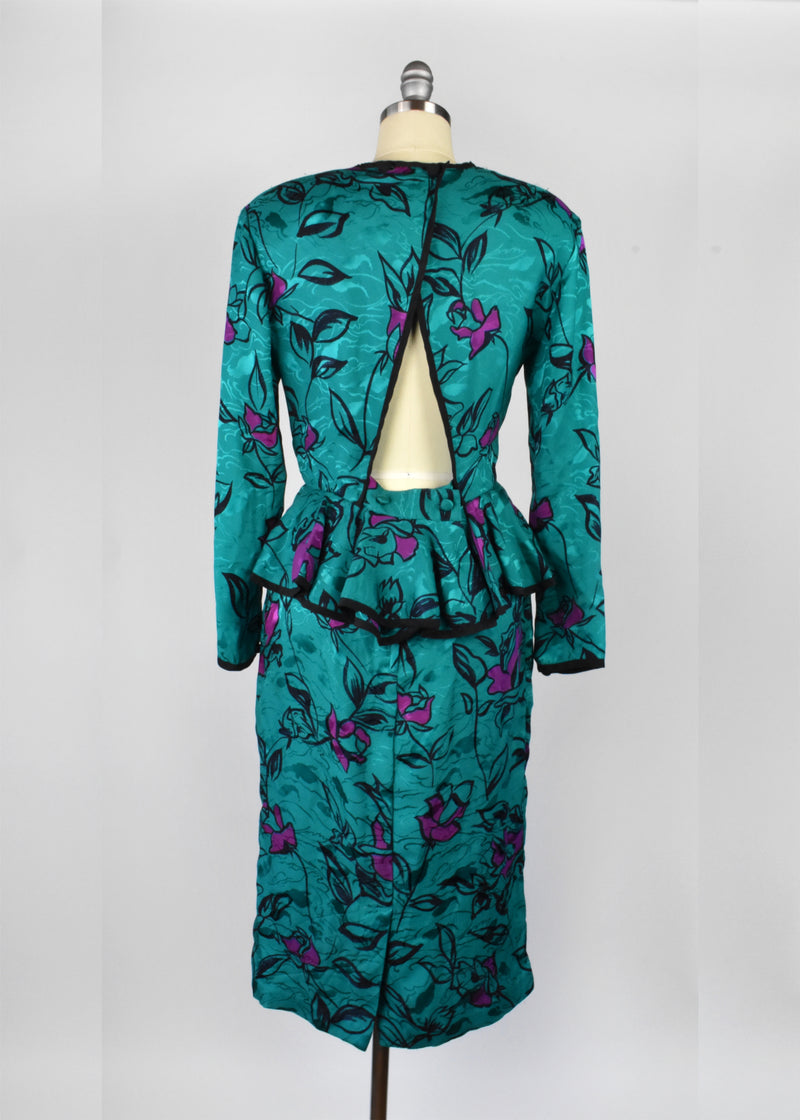 jack mulqueen silk dress 80s Vintage Jack Mulqueen Silk Collared Dress in Leopard Print With Ruched Waist & Tulip Hem 1980s Designer