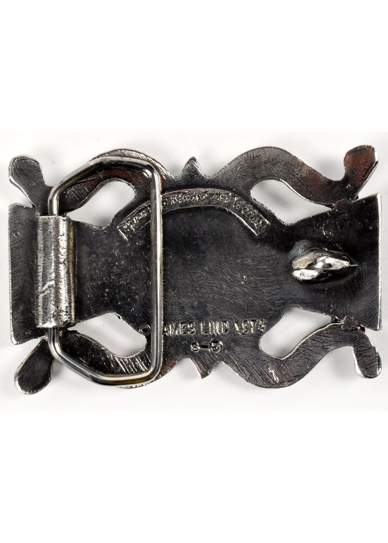 1974 Concho Belt Buckle with Blue Center Stone by James Lind - Wyoming Studio Art Works