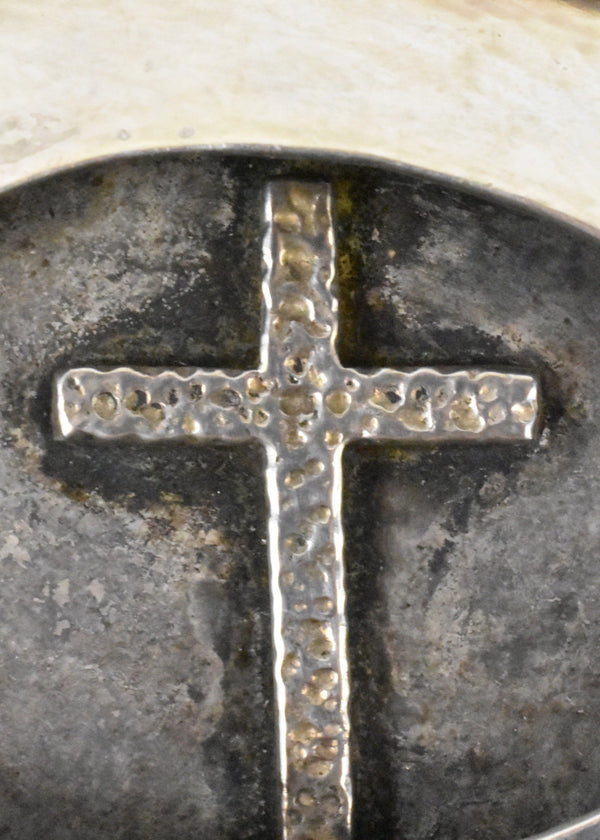 Southwestern Style Sterling Silver Buckle with Inset Cross