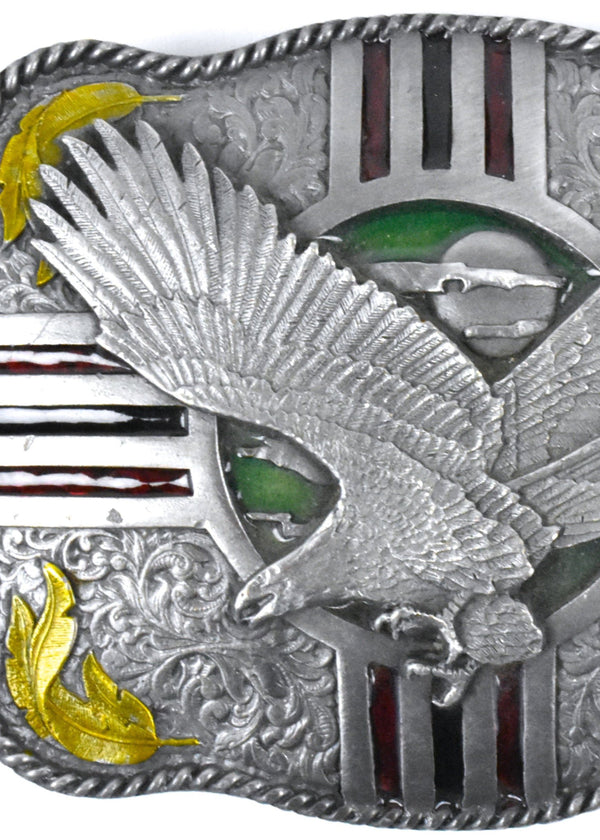 Eagle and Zia Symbol Belt Buckle - Made in the USA by Bergamot Brass Works