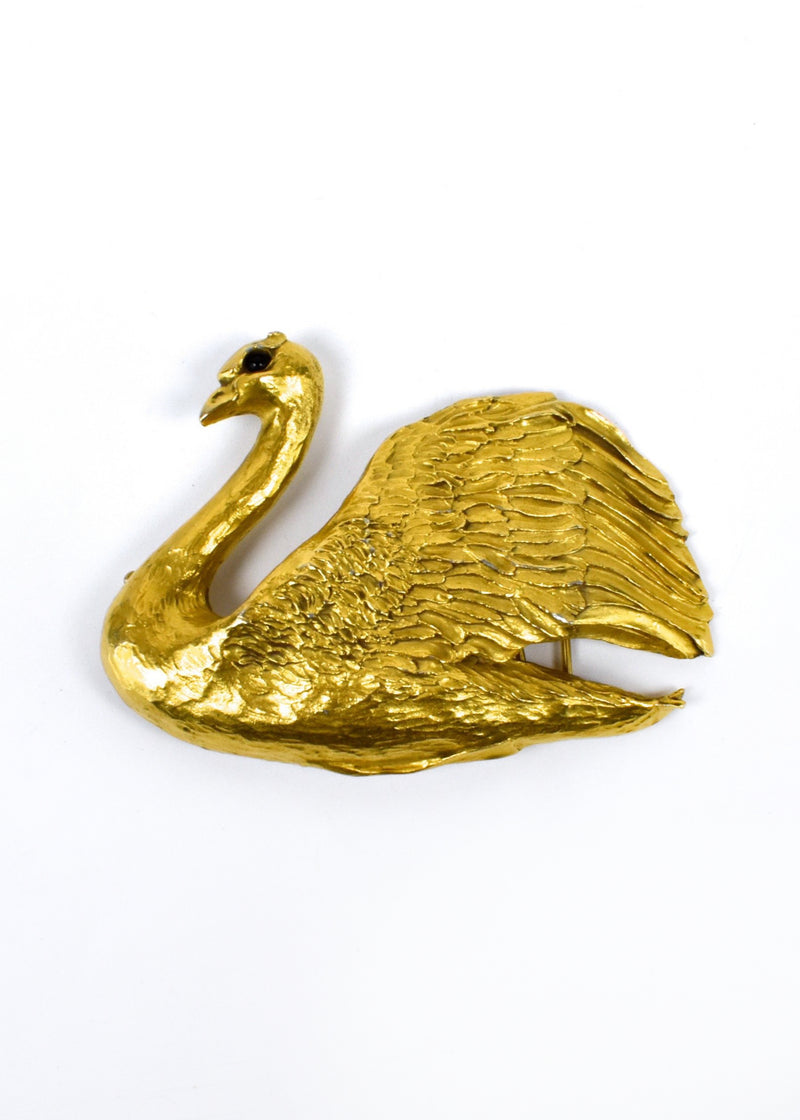 1983 Christoper Ross Swan Belt Buckle in 24 Karat Gold