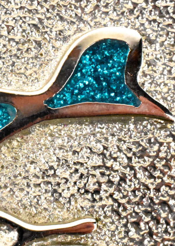 Silver Buckle with Turquoise Glitter Roadrunner