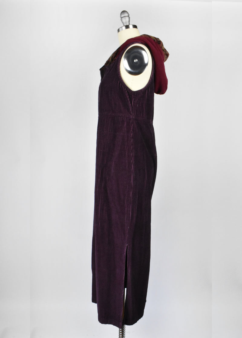 1990's Sleeveless Corduroy Dress with Hood
