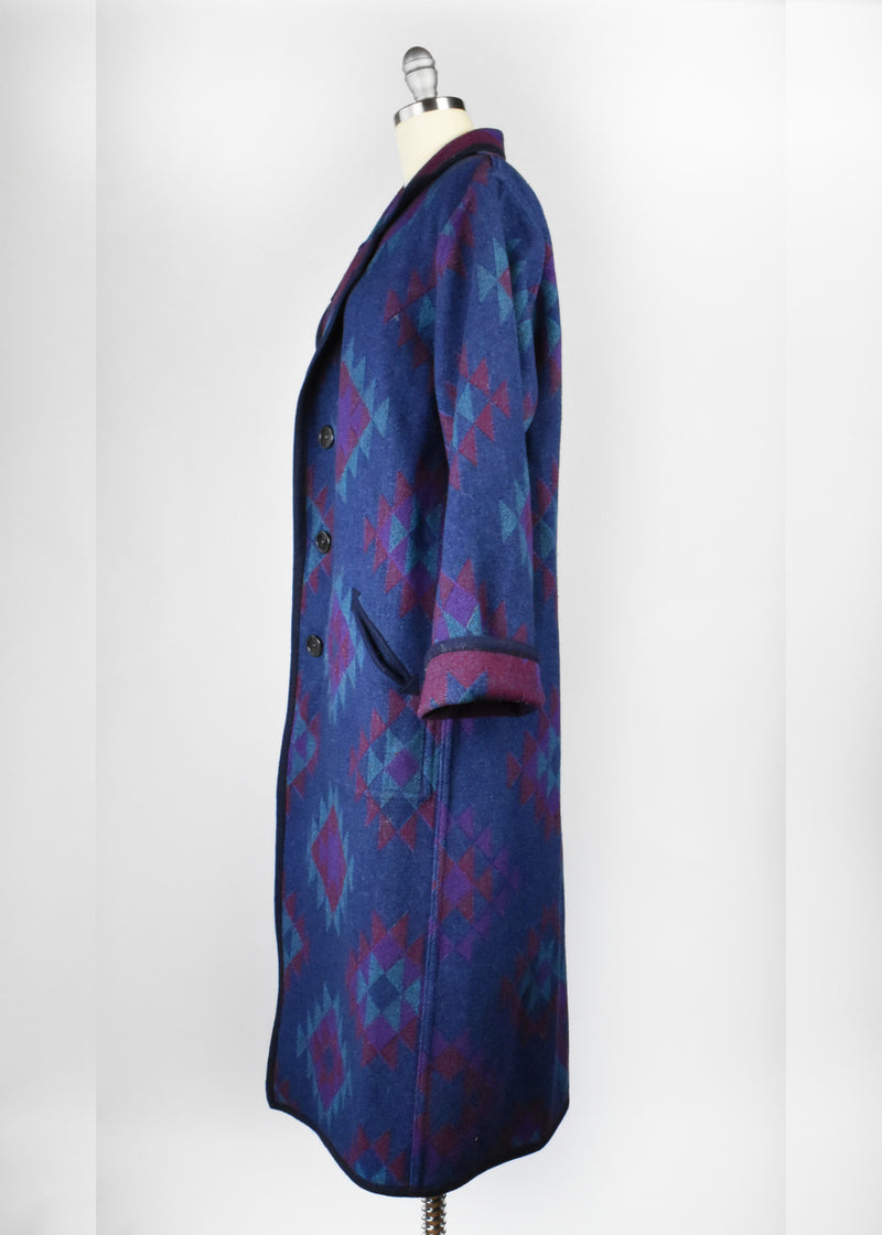 Vintage Long Reversible Southwestern Blanket Coat
