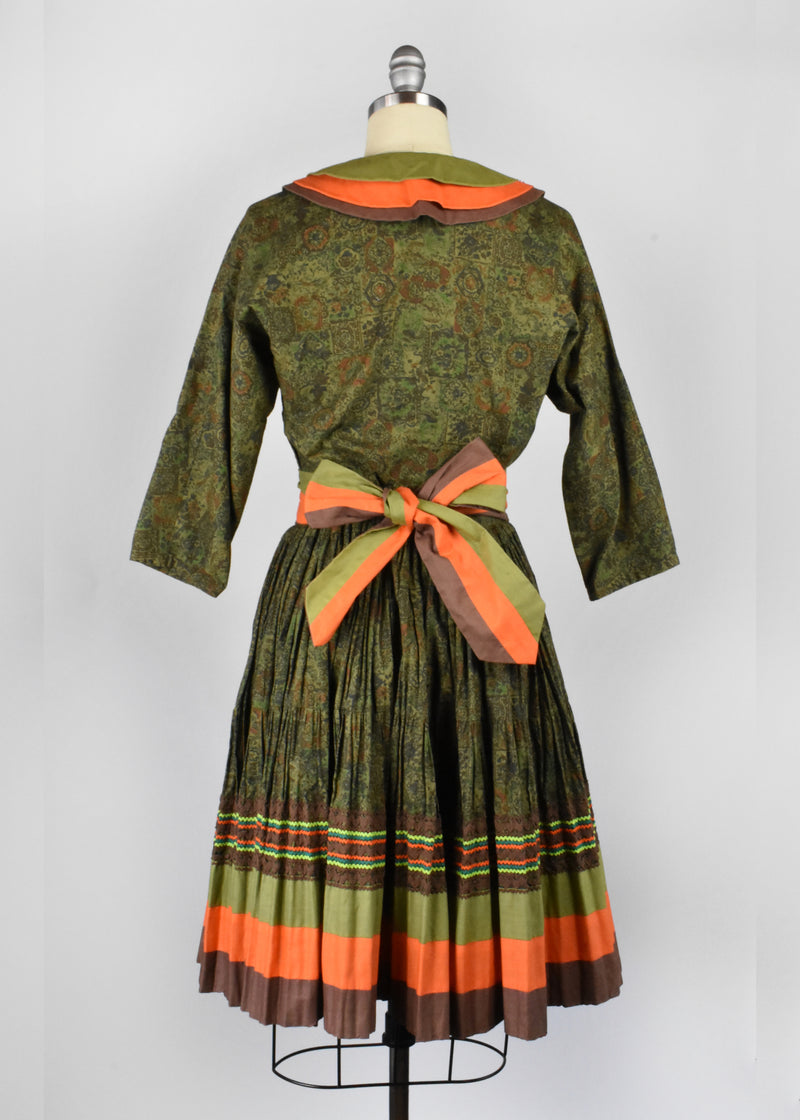 Vintage Fiesta Dress by Desert Flowers Originals, Green Orange and Brown Fiesta Dress, Patio Dress – DESERT MOSS VINTAGE