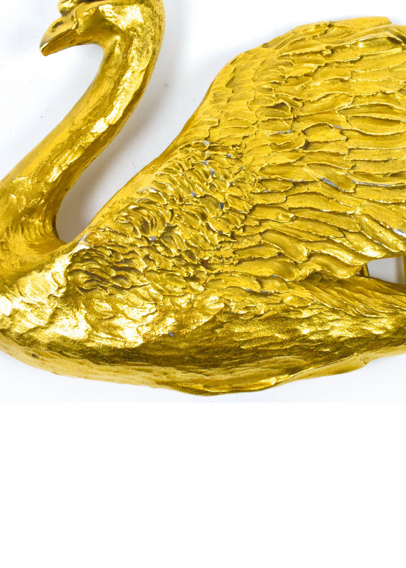 1983 Christoper Ross Swan Belt Buckle in 24 Karat Gold