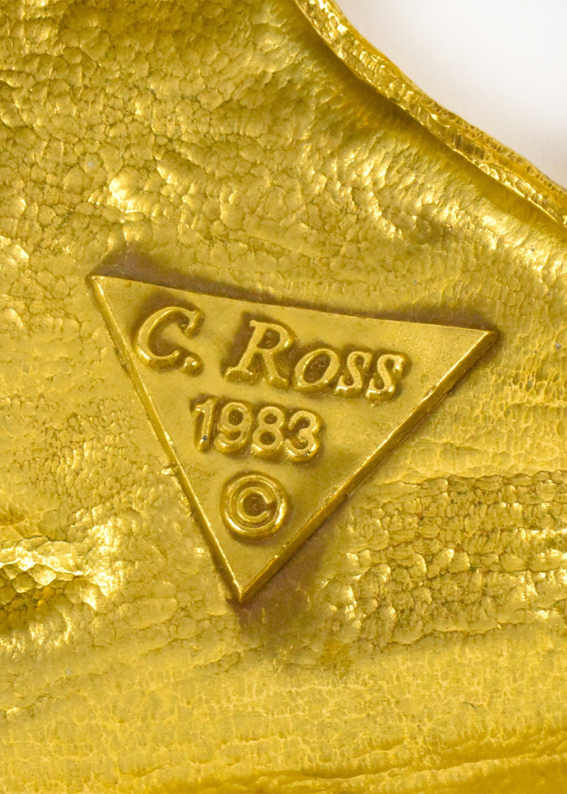 1983 Christoper Ross Swan Belt Buckle in 24 Karat Gold