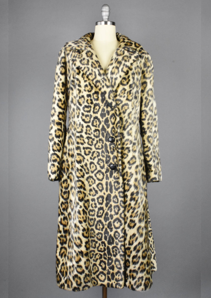 Vintage Leopard Print Faux Fur Coat by Safari