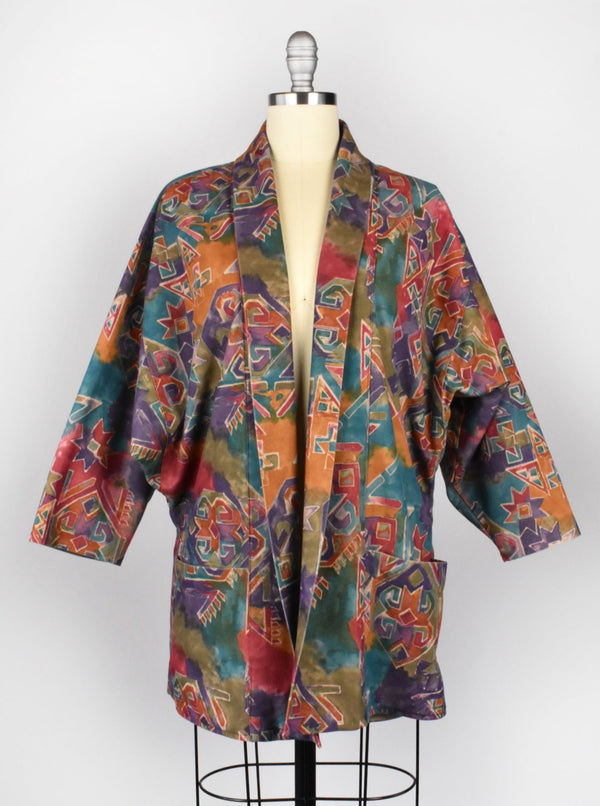 Vintage Abstract Southwestern 80's Blazer with Dolman Sleeves