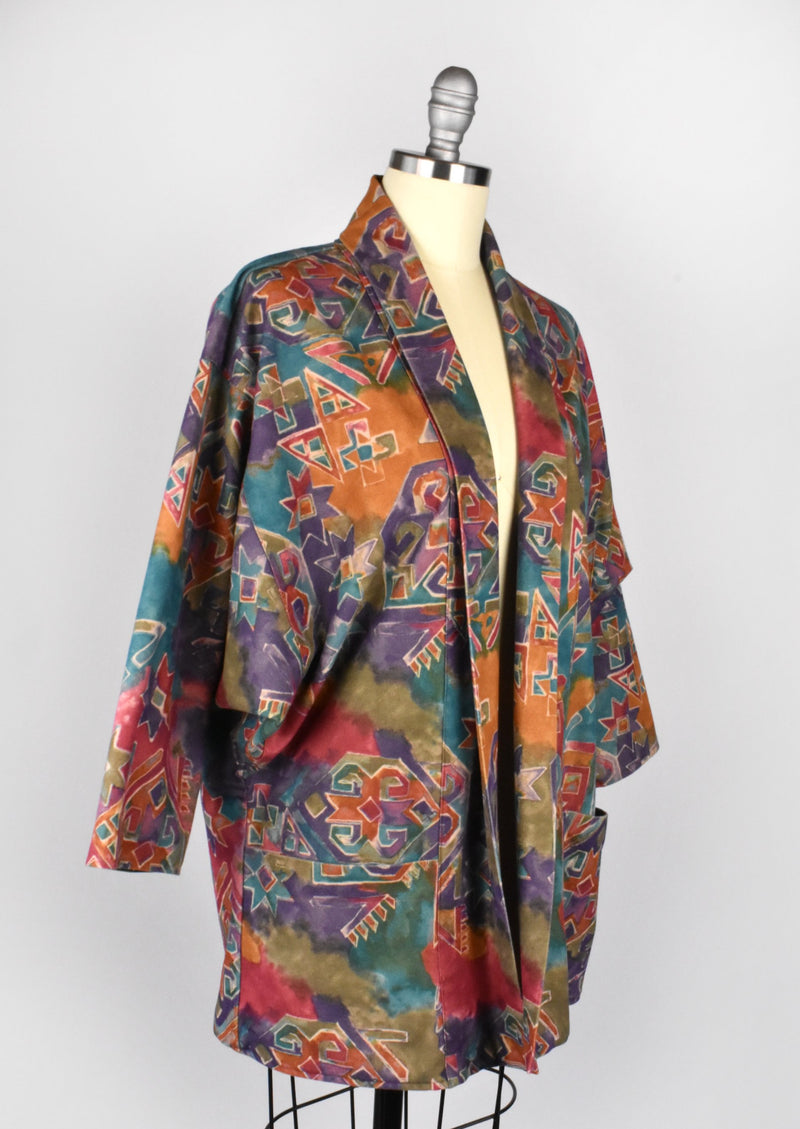 Vintage Abstract Southwestern 80's Blazer with Dolman Sleeves