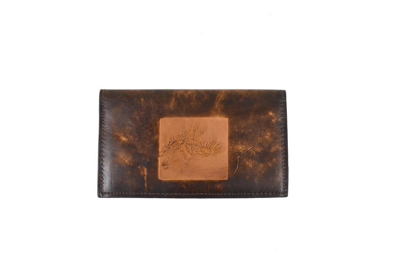 Vintage Leather Checkbook with Flying Mallard