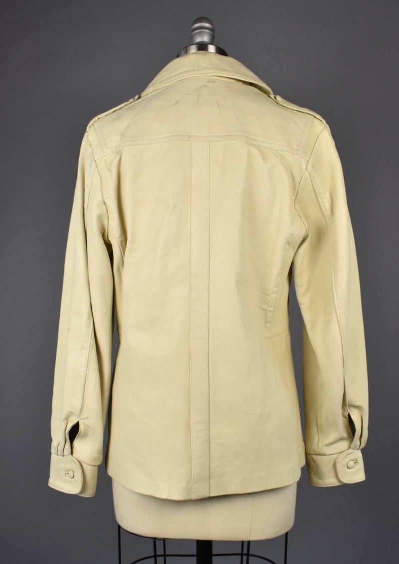 Beige Leather Shirt Jacket by Karen Silton