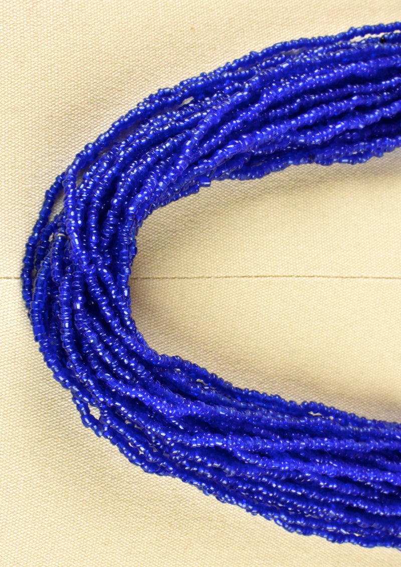 Cobalt Blue Multi-Strand Beaded Necklace with 1940's Indian Quarter
