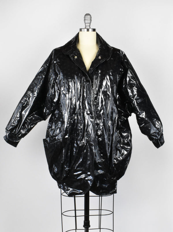 Vintage 1980's Puffy Black Raincoat by Avon Fashions