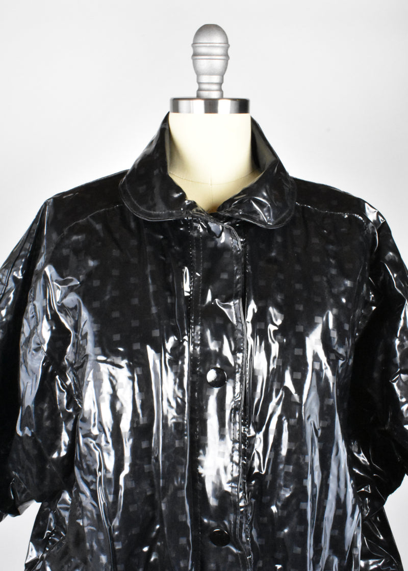 Vintage 1980's Puffy Black Raincoat by Avon Fashions