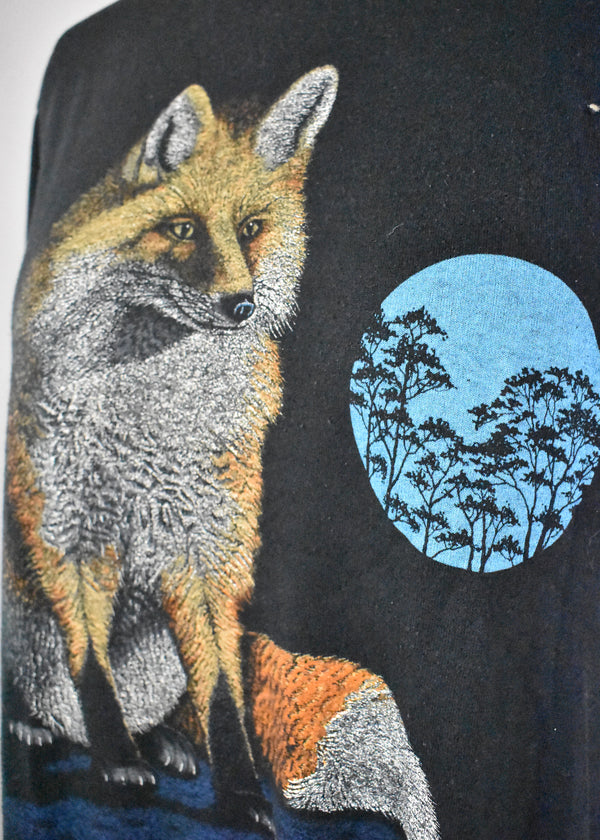 Fox and Moon T-Shirt with Beaded Fringe Detail