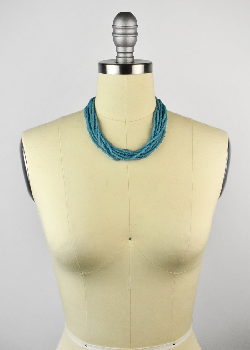 Vintage Layered Turquoise Bead Choker with Sterling Silver Clasp