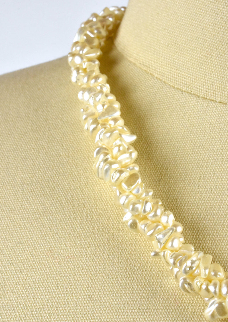 Braided Freshwater Pearl Biwa Multistrand Necklace