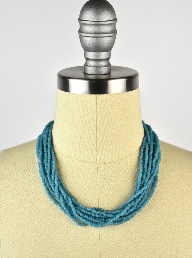 Vintage Layered Turquoise Bead Choker with Sterling Silver Clasp