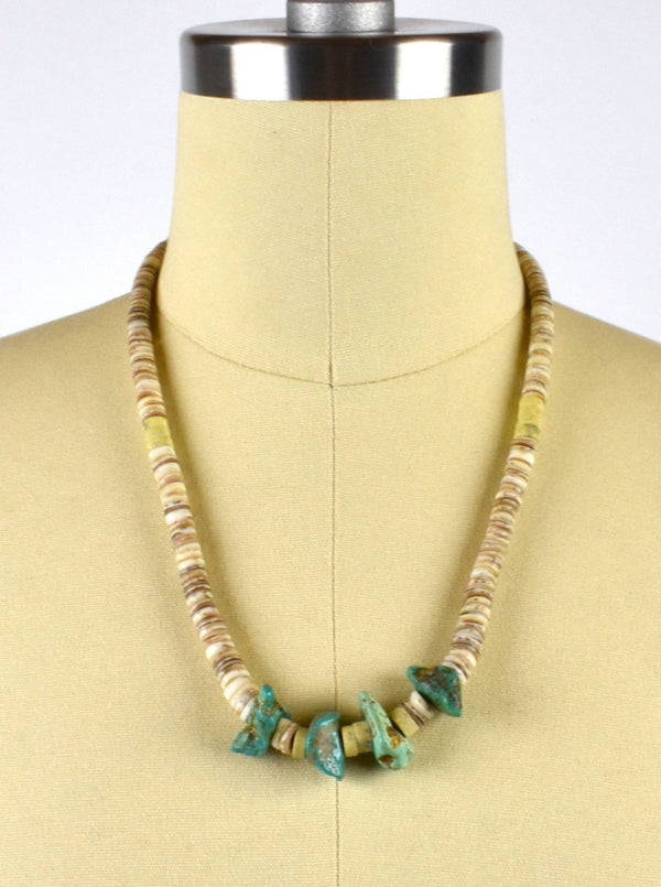 4 Piece Raw Turquoise and Shell Necklace