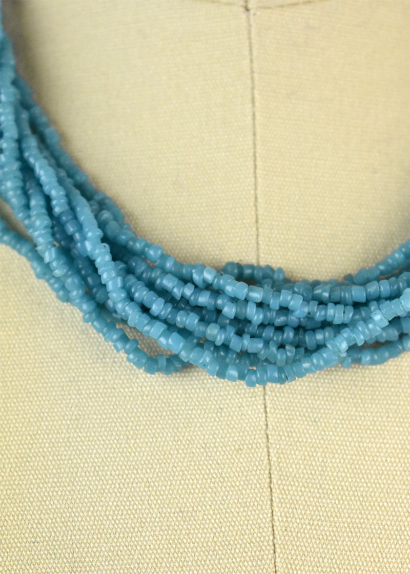 Layered Turquoise Bead Choker with Sterling Silver Clasp