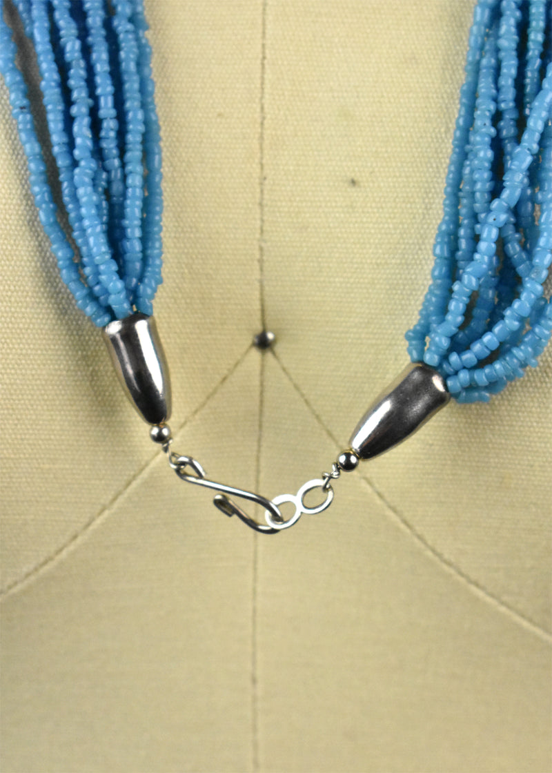 Vintage Multi-strand Seed Bead Turquoise Necklace