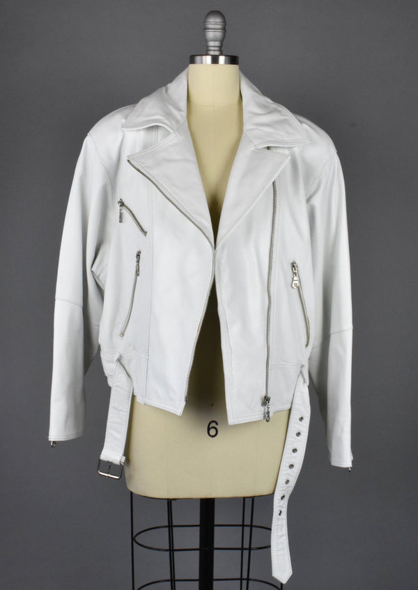 White Leather Motorcycle Jacket