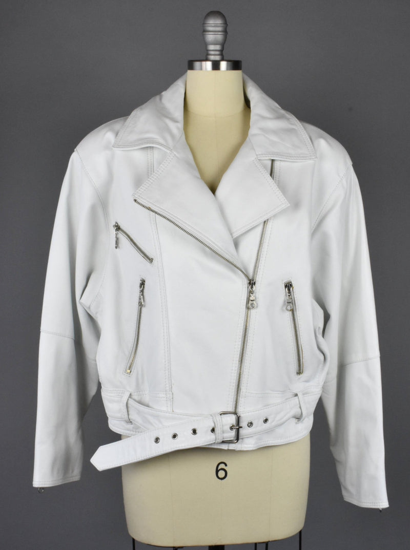 White Leather Motorcycle Jacket