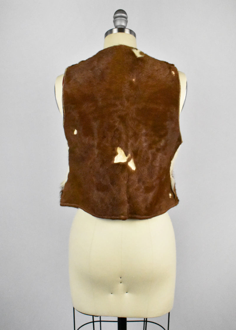 1960's Horsehair Western Leather Vest with Talon Zip Up Front