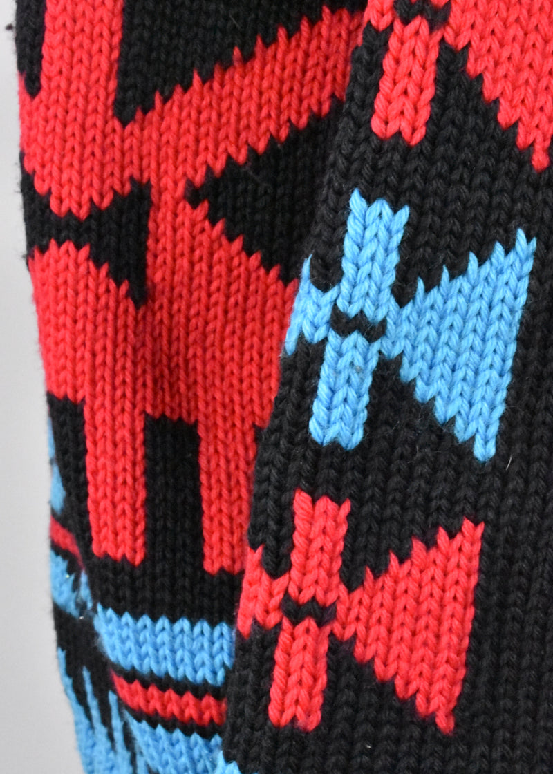 Black, Turquoise and Red Southwestern Sweater