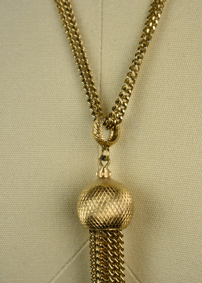 Art Deco Style MONET Ball and Tassel Pendant and Chain