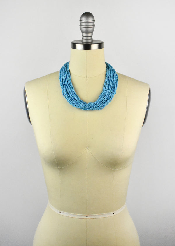 Vintage Seed Bead Multi-strand Turquoise Necklace
