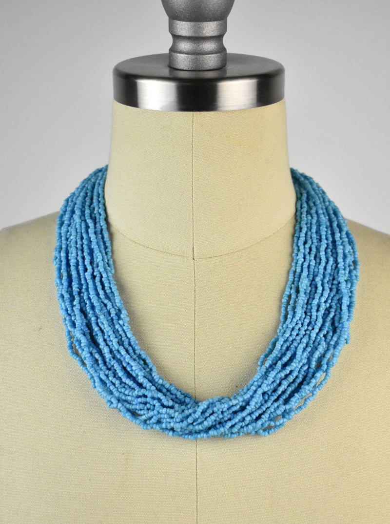 Vintage Seed Bead Multi-strand Turquoise Necklace
