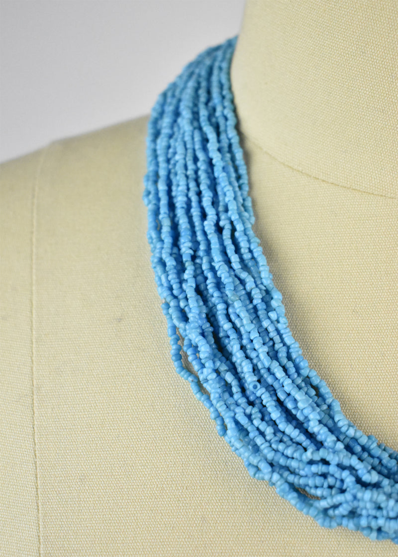 Seed Bead Multi-strand Turquoise Necklace