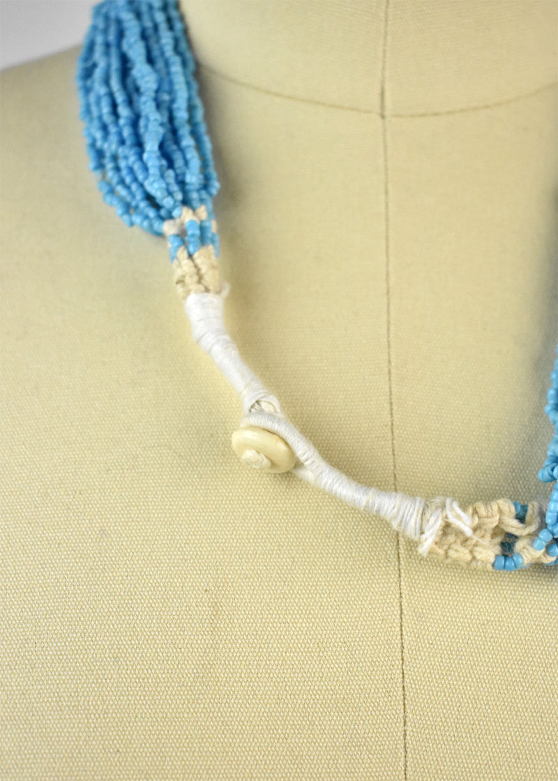 Vintage Seed Bead Multi-strand Turquoise Necklace