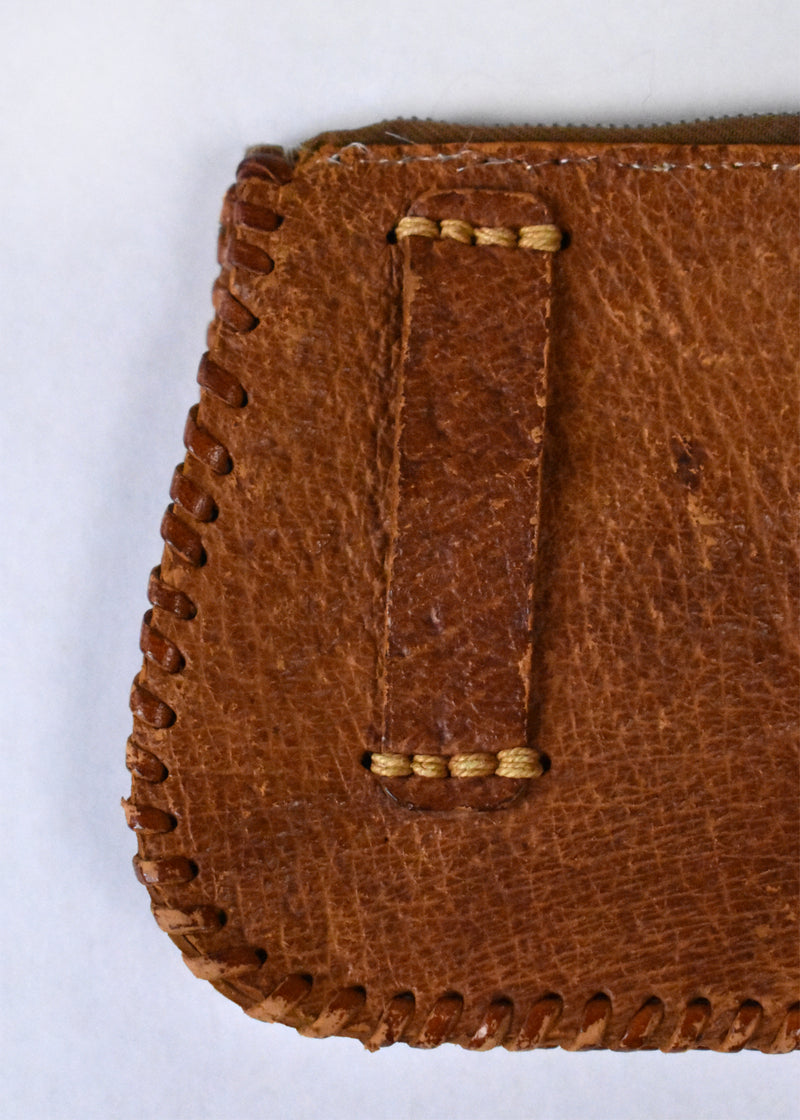 Leather Coin Purse with Belt Loops and Zipper