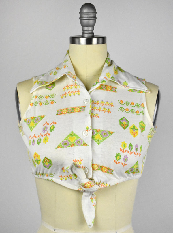 1970's Cropped Top with Tie Front - MUST SEE!