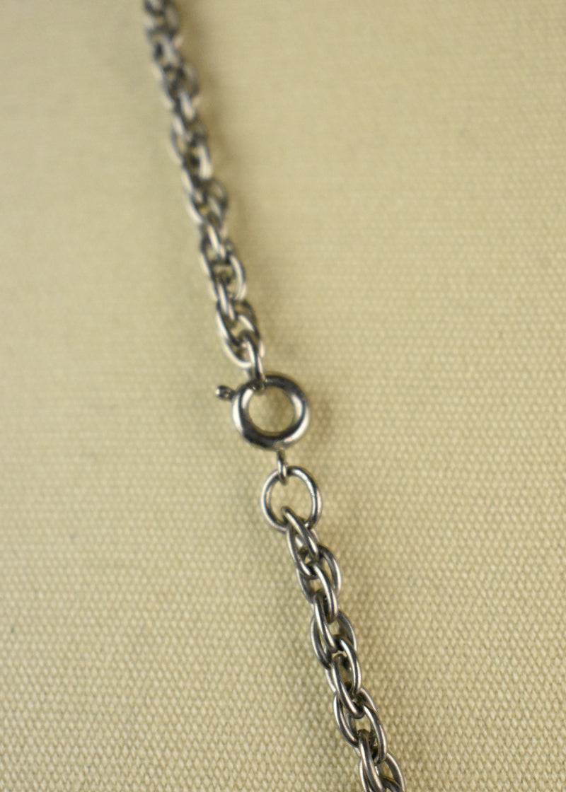 Old Yemeni Bedouin Triangle Pendant On Silver Chain