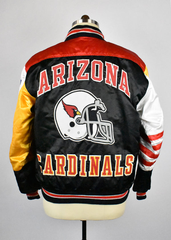 Vintage Arizona Cardinals Football Satin Varsity Jacket, Size Large