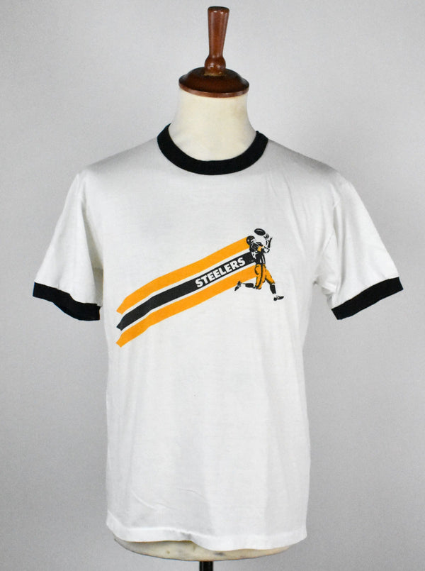 Vintage 1970's Pittsburg Steelers Ringer T-shirt, Made in the USA by Champion
