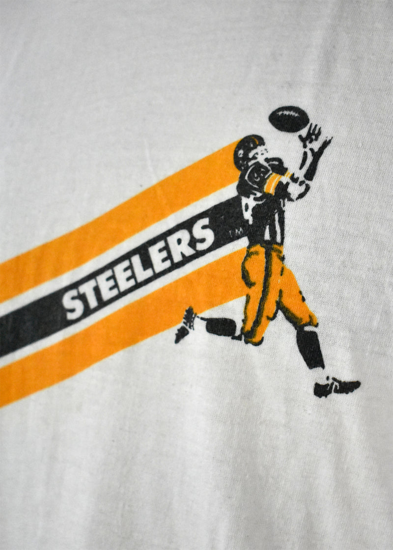 Vintage 1970's Pittsburg Steelers Ringer T-shirt, Made in the USA by Champion