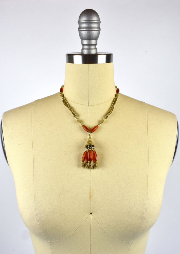 Beaded Mid Century Modern Drop Necklace