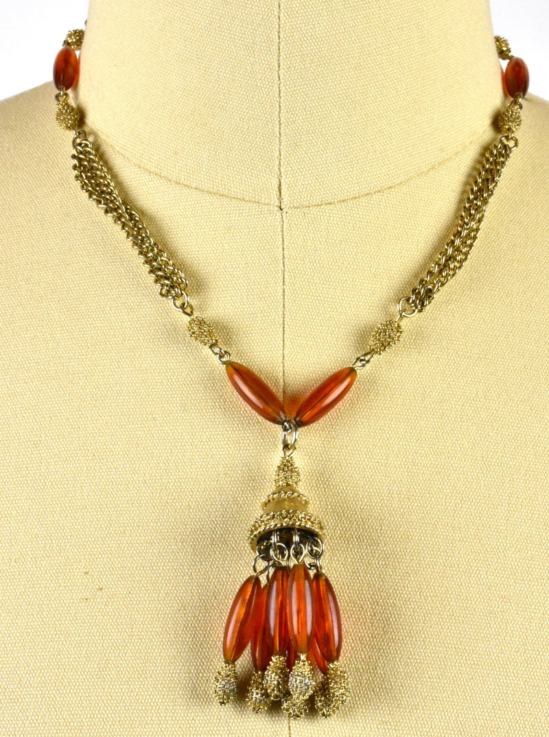 Beaded Mid Century Modern Drop Necklace