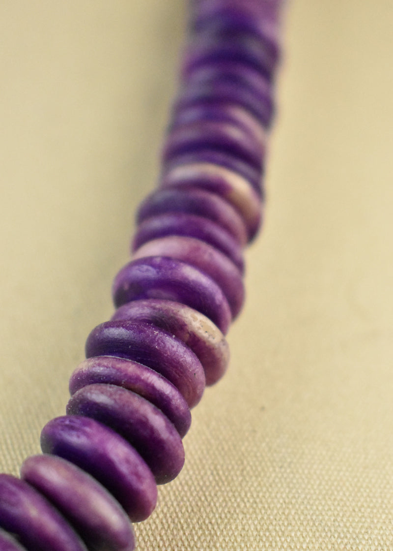 Vintage Purple Ashanti African Glass Saucer Bead Necklace