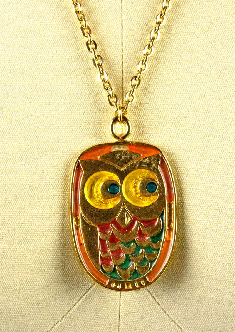 1970's Quirky Owl Pendant on Chain 