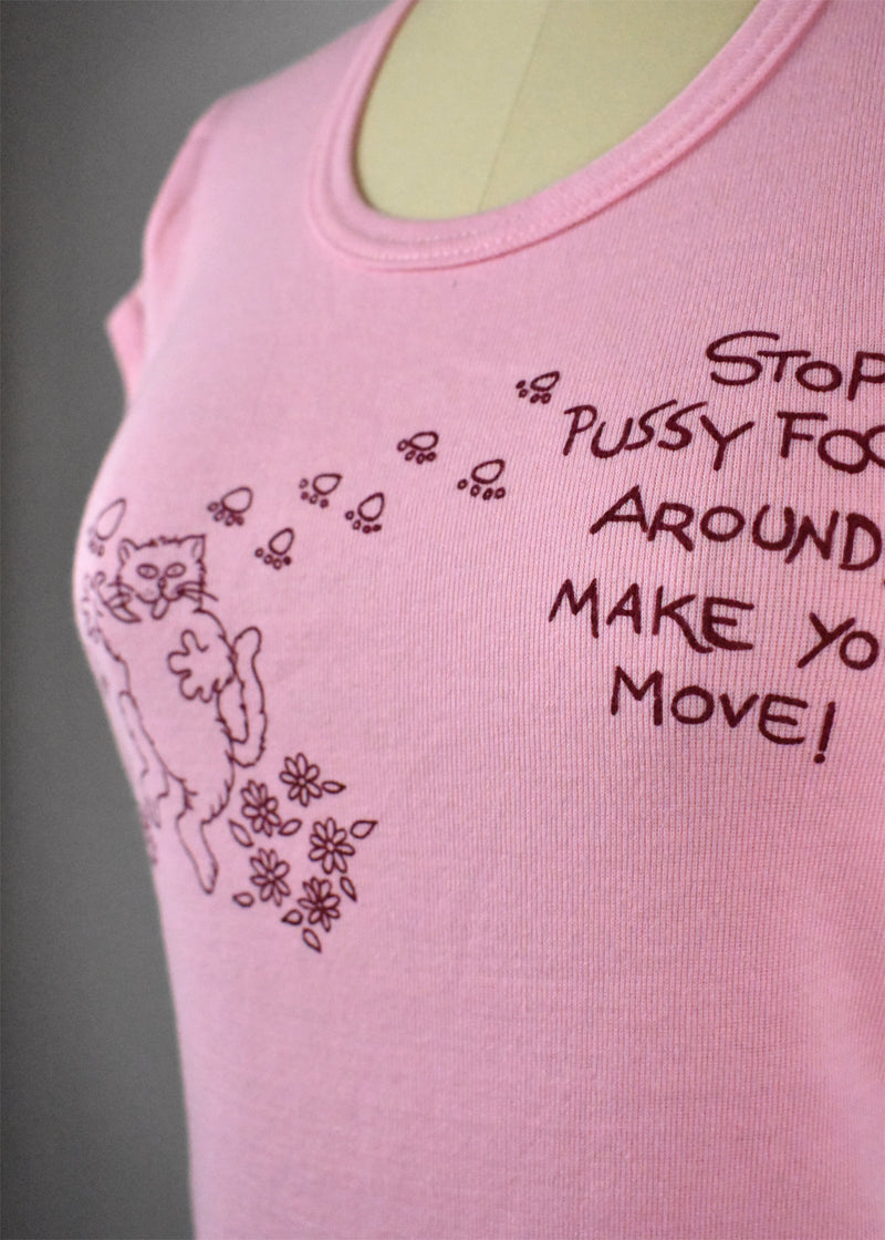 Vintage 1970's "Stop Pussy Footin' Around and Make Your Move" Cat T-Shirt