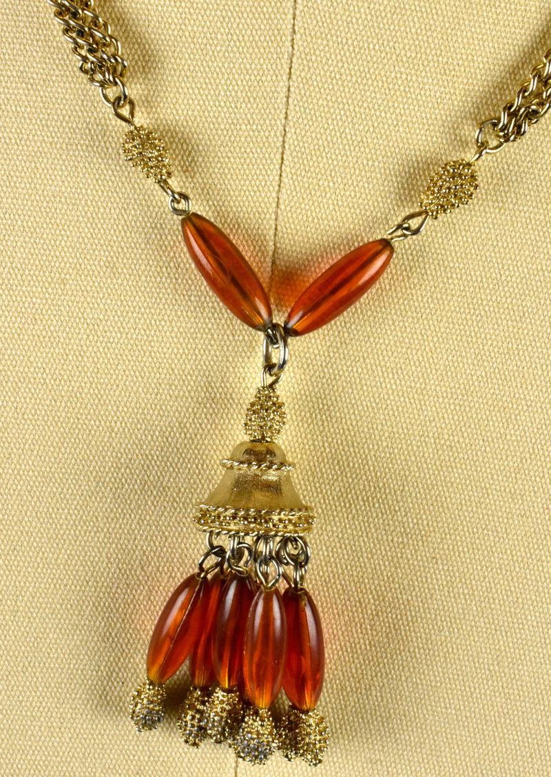 Beaded Mid Century Modern Drop Necklace