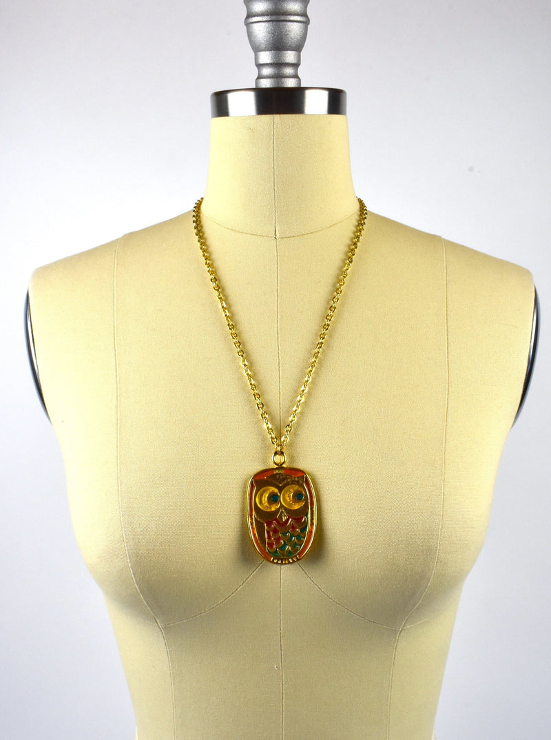 1970's Quirky Owl Pendant on Chain