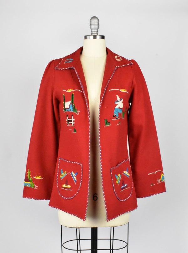 Vintage Mexican Souvenir Embroidered Jacket