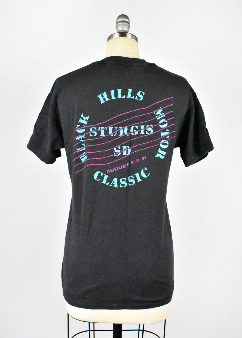 Vintage 1991 Sturgis Black Hills Motorcycle Classic Bald Eagle T-shirt